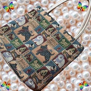 💌🧸Puppy Tapestry Purse with Leather Straps🧸💌